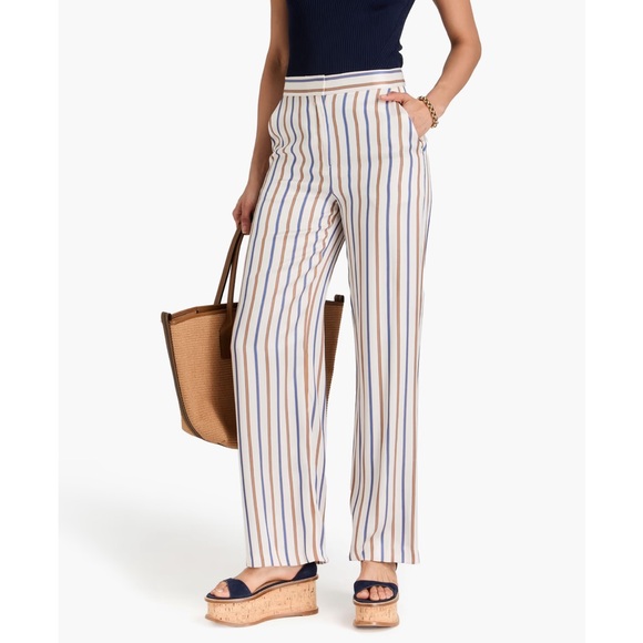 Veronica Beard Twill Grigore Striped Wide-Leg Pants Size 12 - Picture 6 of 16